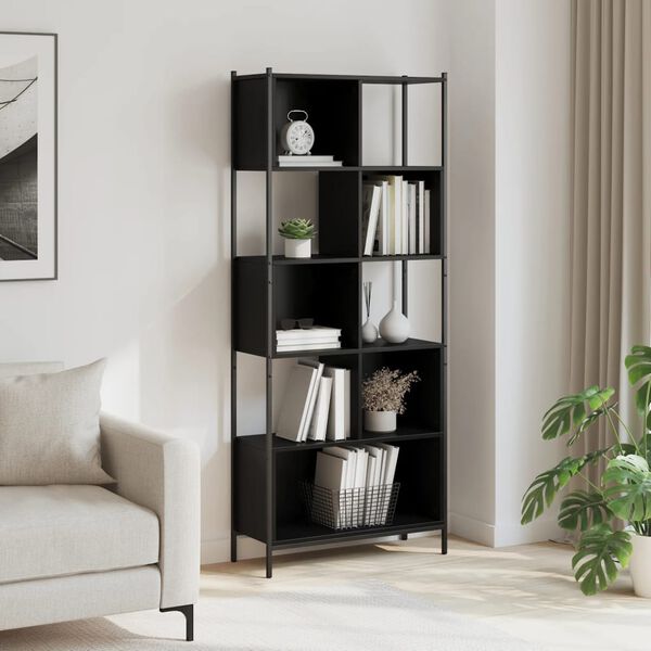 vidaXL Biblioth&egrave;que noir 72x28x172 cm bois d'ing&eacute;nierie