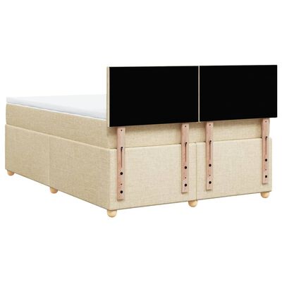 vidaXL Sommier à lattes de lit avec matelas Crème 160x200 cm Tissu