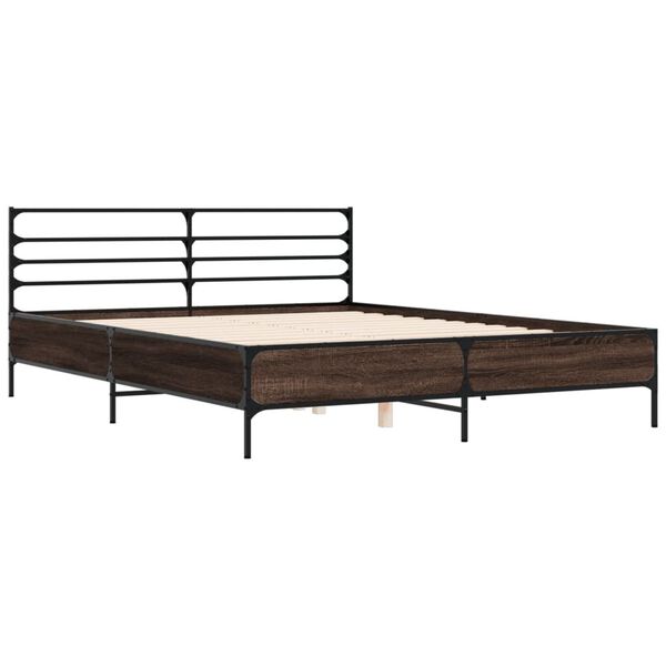 vidaXL Cadre de lit sans matelas ch&ecirc;ne fum&eacute; 150x200 cm