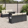 vidaXL Ensemble de canap&eacute; de jardin 7 pcs Noir et Cr&egrave;me polyrotin
