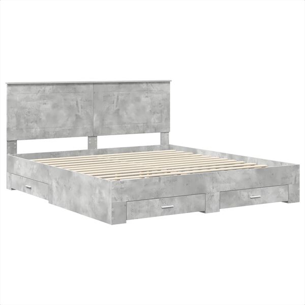 vidaXL Cadre de lit Gris b&eacute;ton 180 x 200 cm Bois d'ing&eacute;nierie