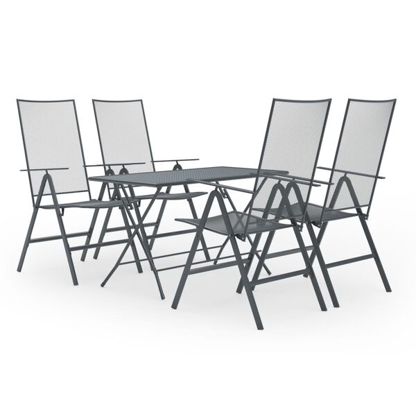 vidaXL Ensemble &agrave; manger de jardin 5 pcs Acier Anthracite
