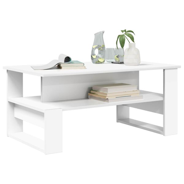 vidaXL Table basse Blanc 90 x 50 x 40 cm Bois d'ing&eacute;nierie