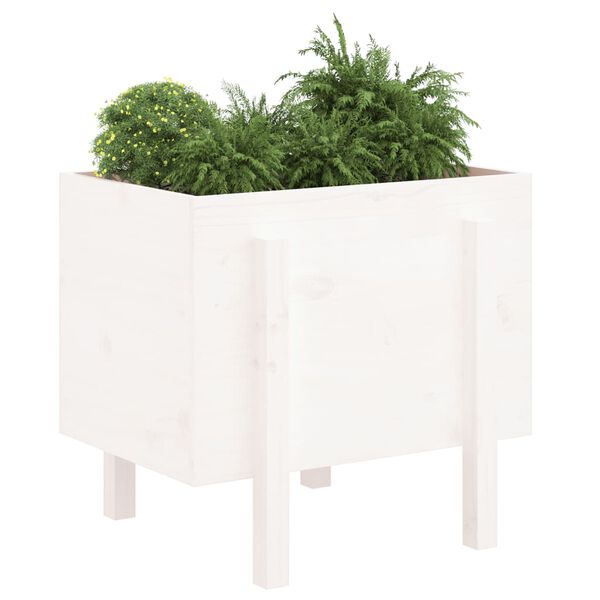 vidaXL Jardini&egrave;re blanc 62x50x57 cm bois massif de pin