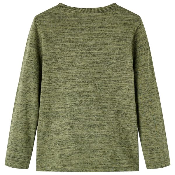 T-shirt enfants &agrave; manches longues kaki m&eacute;lang&eacute; 140