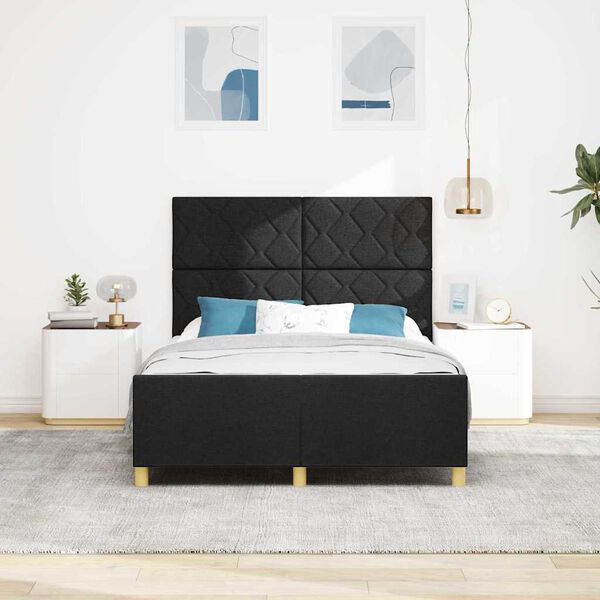 vidaXL Cadre de lit avec t&ecirc;te de lit Noir 160 x 200 cm tissu