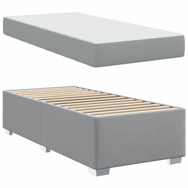 vidaXL Cadre de lit avec matelas Gris clair 80 x 200 cm tissu
