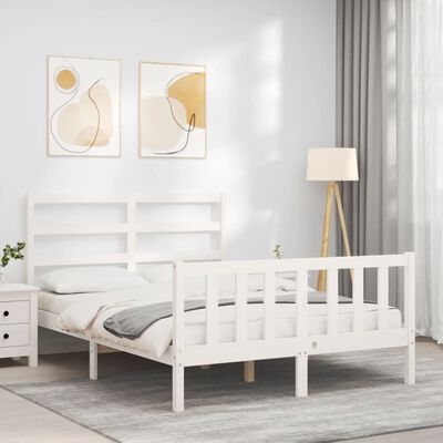 vidaXL Cadre de lit sans matelas blanc bois de pin massif