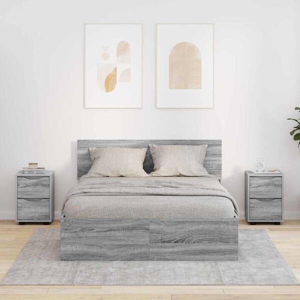vidaXL Tables de chevet 2 pcs Gris Sonoma 30,5 x 30 x 43 cm