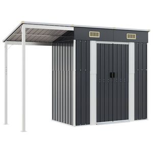 vidaXL Abri de jardin avec toit prolong&eacute; anthracite 277x107x181 cm