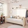 vidaXL Lit avec matelas et USB Cr&egrave;me Velours 90x200 cm