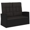 vidaXL Banc de jardin inclinable et coussins noir 118cm r&eacute;sine tress&eacute;e