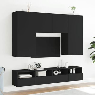 vidaXL Meuble TV mural noir 80x30x30 cm bois d'ingénierie