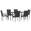 vidaXL Ensemble &agrave; manger de jardin 7 pcs Marron R&eacute;sine tress&eacute;e