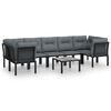 vidaXL Salon de jardin 8 pcs noir et gris r&eacute;sine tress&eacute;e