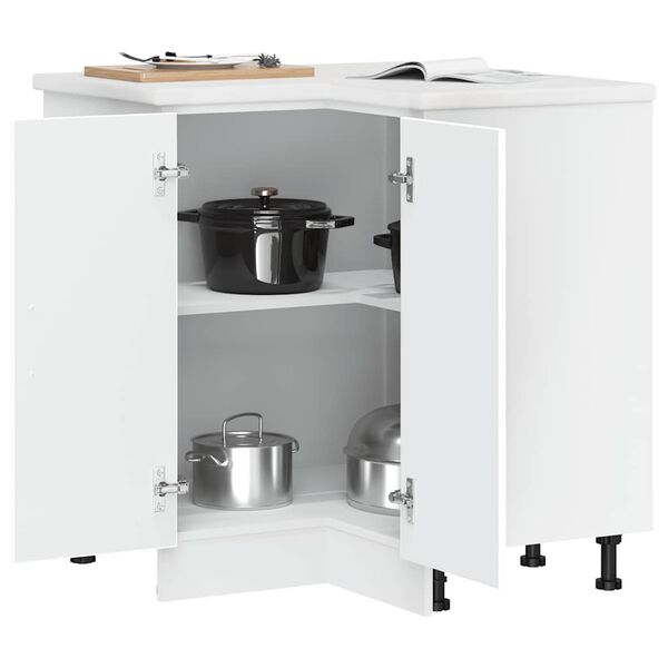 vidaXL Armoire d'angle de cuisine Kalmar blanc bois d'ing&eacute;nierie