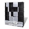 vidaXL Armoire modulaire 18 compartiments Noir et blanc 37x146x180,5cm