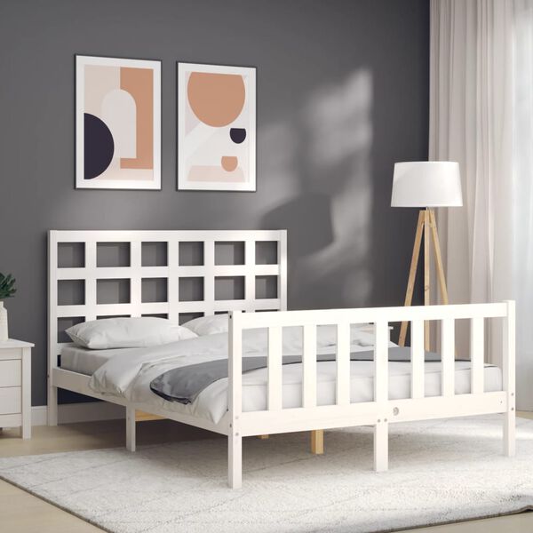 vidaXL Cadre de lit sans matelas blanc bois de pin massif