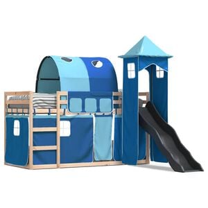 vidaXL Lit superpos&eacute; sans matelas avec toboggan et rideaux 80x200 cm