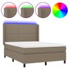vidaXL Sommier &agrave; lattes de lit matelas LED Taupe 140x190 cm Tissu