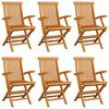 vidaXL Chaises de jardin avec coussins vert lot de 6 Bois teck massif