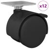 vidaXL Roue 12 pcs Noir 39,5 x 39,5 x 37,8 mm Fer et Polypropyl&egrave;ne
