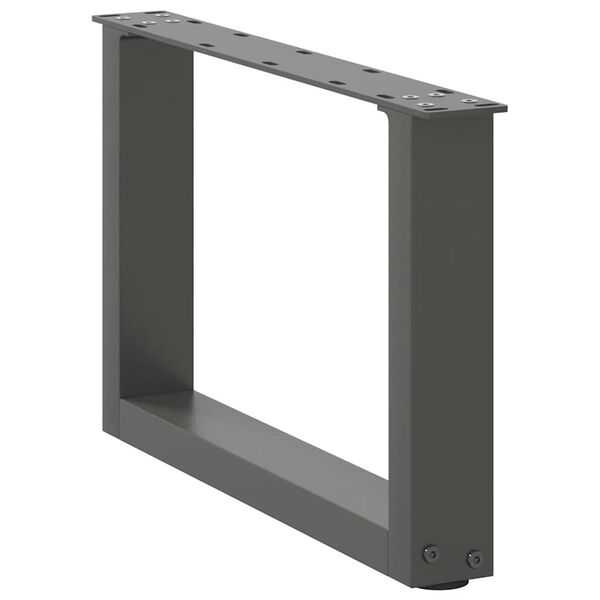 vidaXL Pieds de table basse en U, 2 pi&egrave;ces, anthracite, 50 x (30-31) cm, acier