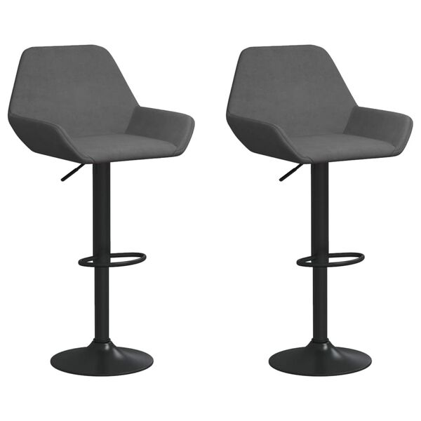 vidaXL Tabourets de bar lot de 2 gris fonc&eacute; velours