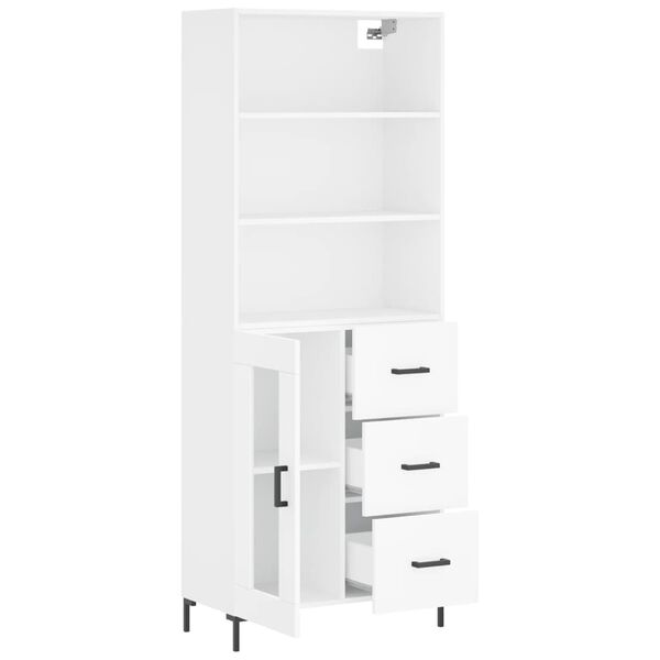 vidaXL Buffet haut Blanc 69,5x34x180 cm Bois d'ing&eacute;nierie