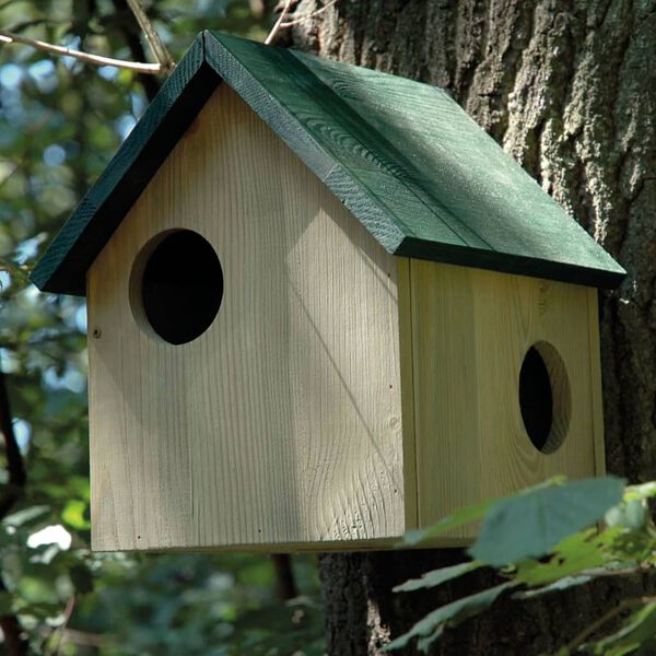 dobar Nichoir pour &eacute;cureuils avec 3 entr&eacute;es naturel et vert