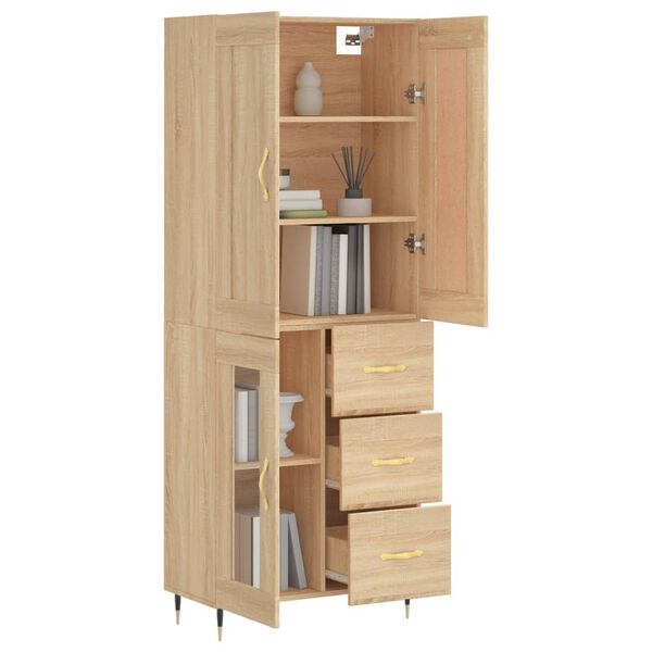 vidaXL Buffet haut Ch&ecirc;ne sonoma 69,5x34x180 cm Bois d'ing&eacute;nierie