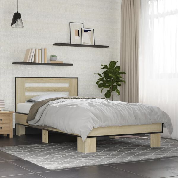 vidaXL Cadre de lit sans matelas ch&ecirc;ne sonoma 100x200 cm