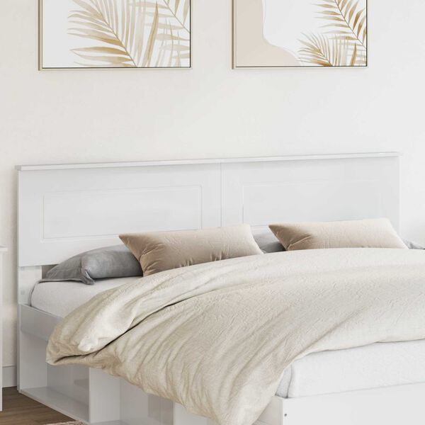 vidaXL T&ecirc;te de lit Blanc Brillant 180 cm Bois d'ing&eacute;nierie