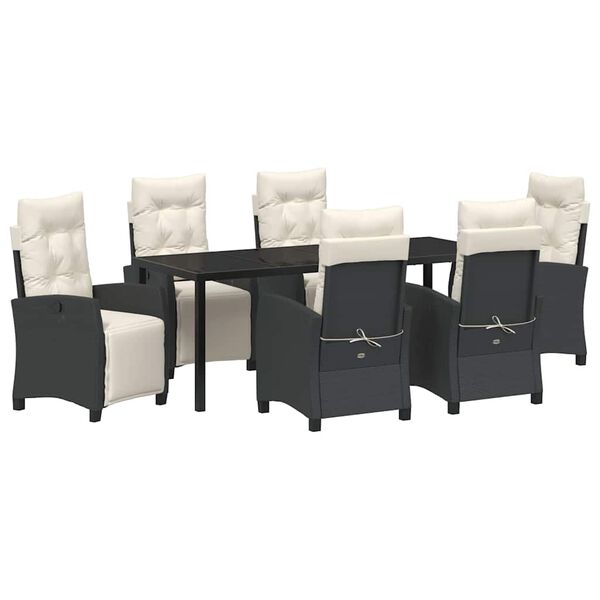 vidaXL Ensemble de salle &agrave; manger pour jardin 7 pcs Noir polyrotin