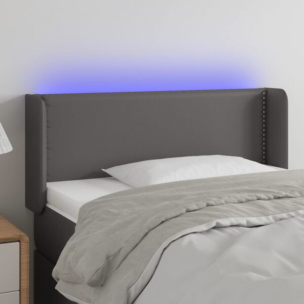 vidaXL T&ecirc;te de lit &agrave; LED Gris 83x16x78/88 cm Similicuir