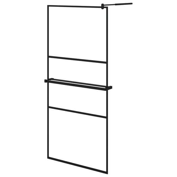 vidaXL Paroi de douche avec &eacute;tag&egrave;re Noir 90x195 cm Verre ESG&Aluminium