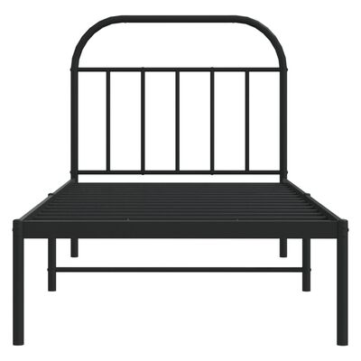 vidaXL Cadre de lit métal sans matelas avec tête de lit noir 90x190 cm