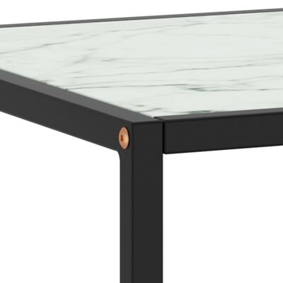 vidaXL Table basse Noir avec verre marbre blanc 120x50x35 cm