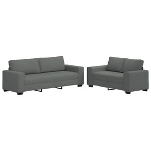 vidaXL Ensemble de canap&eacute; 2 pcs avec coussins en tissu gris fonc&eacute;