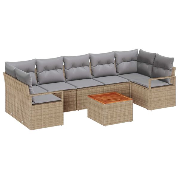 vidaXL Ensemble de canap&eacute; de jardin 8 pcs Beige et Gris clair