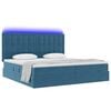 vidaXL Lit avec rangement et LED Bleu fonc&eacute; 200 x 200 cm Velours
