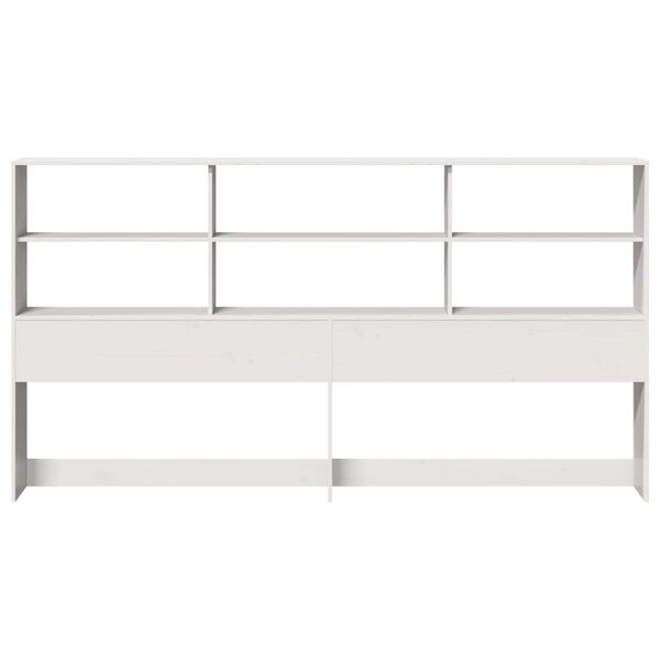 vidaXL T&ecirc;te de lit avec rangement blanc 180 cm bois massif de pin