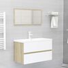vidaXL Ensemble de meubles de bain 2 pcs Blanc/ch&ecirc;ne sonoma Agglom&eacute;r&eacute;
