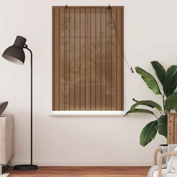 vidaXL Store enrouleur avec des rideaux Marron 110 x 160 cm Bambou