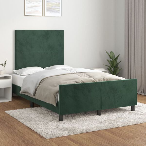 vidaXL Cadre de lit sans matelas vert fonc&eacute; 120x200 cm velours