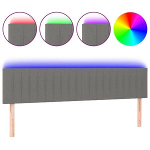 vidaXL T&ecirc;te de lit &agrave; LED Gris fonc&eacute; 200x5x78/88 cm Tissu