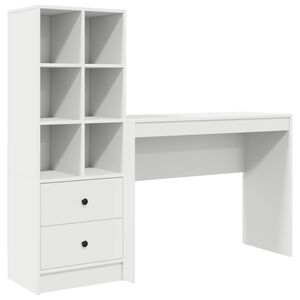 vidaXL Bureau avec tiroir avec &eacute;tag&egrave;re avec stockage 2 pcs Blanc