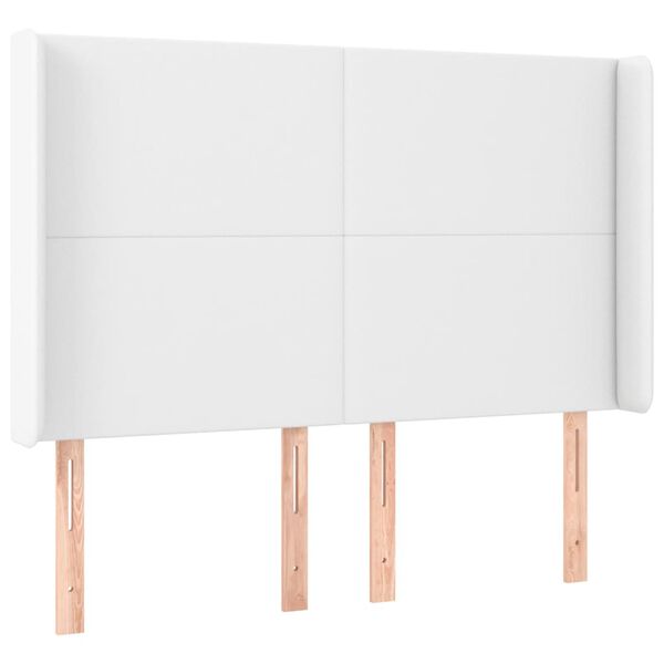 vidaXL T&ecirc;te de lit avec oreilles Blanc 147x16x118/128 cm Similicuir