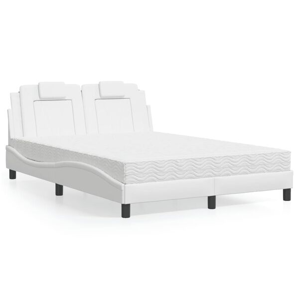 vidaXL Lit Viana avec matelas blanc 120x200 cm similicuir