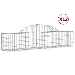 vidaXL Paniers &agrave; gabions arqu&eacute;s 12 pcs 200x30x40/60 cm Fer galvanis&eacute;